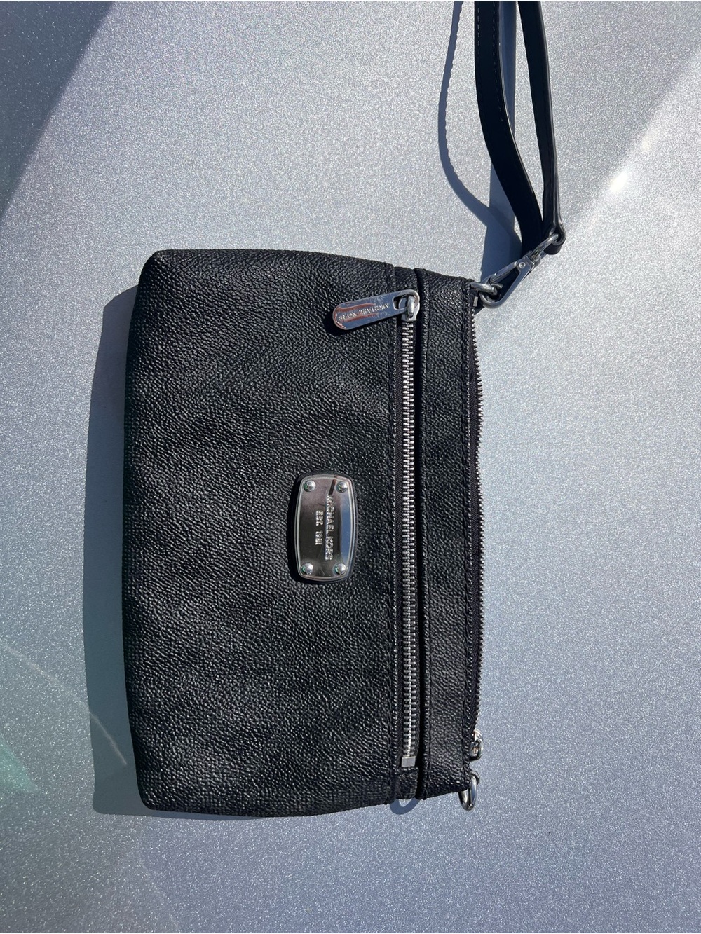 Michael Kors Black Pebbled Leather wristlet